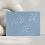 Whimsical Script | Dusty Blue Horizontal Save The Date<br><div class="desc">Introducing our stunning whimsical script | dusty blue horizontal save the date perfect for your simple modern boho spring celebration. Our elegant design includes a vibrant bright, pastel colour palette with a vintage chic calligraphy script. Whether you prefer a minimalist or classic style, our unique editable product offers luxury and...</div>