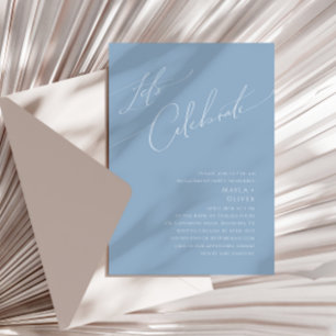 Whimsical Script Dusty Blue Let's Celebrate Invitation