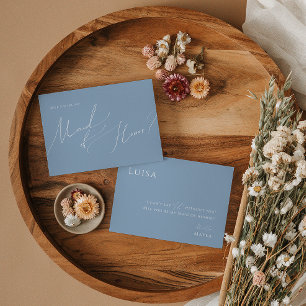 Whimsical Script   Dusty Blue Maid of Honour Card
