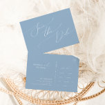 Whimsical Script | Dusty Blue Save The Date Invitation Postcard<br><div class="desc">Introducing our stunning whimsical script | dusty blue save the date invitation postcard perfect for your simple modern boho spring celebration. Our elegant design includes a vibrant bright, pastel colour palette with a vintage chic calligraphy script. Whether you prefer a minimalist or classic style, our unique editable product offers luxury...</div>