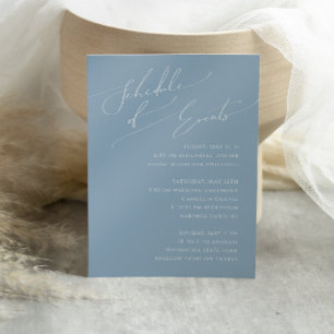Whimsical Script   Dusty Blue Schedule of Events Enclosure Card