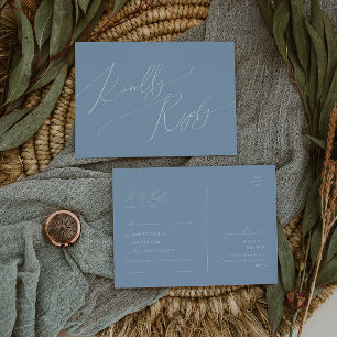Whimsical Script   Dusty Blue Song Request RSVP Postcard