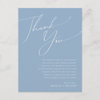 Whimsical Script | Dusty Blue Table Thank You Card