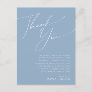 Whimsical Script   Dusty Blue Table Thank You Card