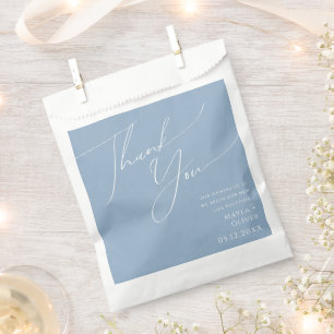 Whimsical Script   Dusty Blue Thank You Favour Bag
