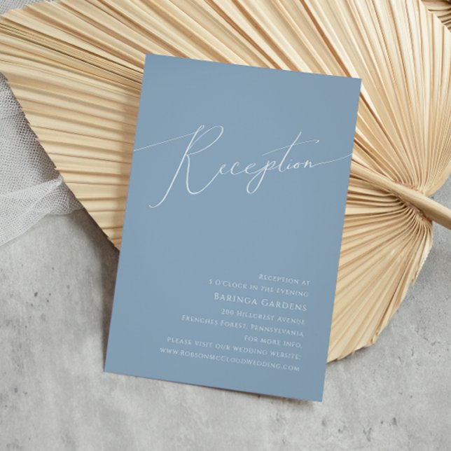  Whimsical Script | Dusty Blue Wedding Reception Enclosure Card (Creator Uploaded)