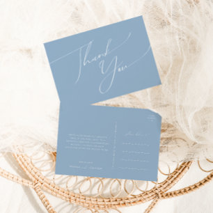 Whimsical Script   Dusty Blue Wedding Thank You Postcard