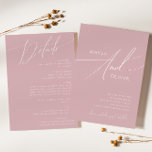 Whimsical Script | Dusty Rose All In One Wedding Invitation<br><div class="desc">Introducing our stunning whimsical script | dusty rose all in one wedding invitation perfect for your simple modern boho spring celebration. Our elegant design includes a vibrant bright, pastel colour palette with a vintage chic calligraphy script. Whether you prefer a minimalist or classic style, our unique editable product offers luxury...</div>