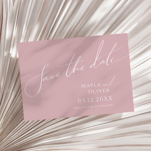 Whimsical Script   Dusty Rose Horizontal Save The Date