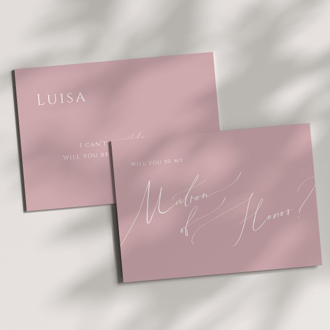 Whimsical Script | Dusty Rose Matron of Honour Car Invitation (Creator Uploaded)