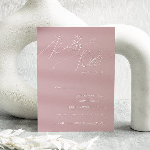 Whimsical Script Dusty Rose Menu Choice RSVP Card
