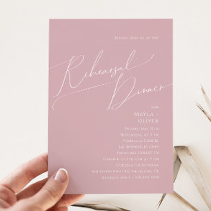 Whimsical Script Dusty Rose Rehearsal Dinner Invitation