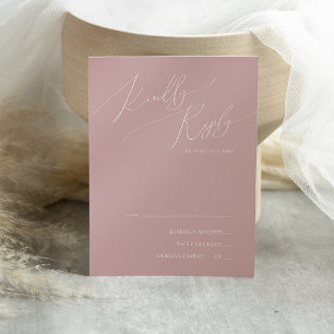 Whimsical Script Dusty Rose RSVP Card