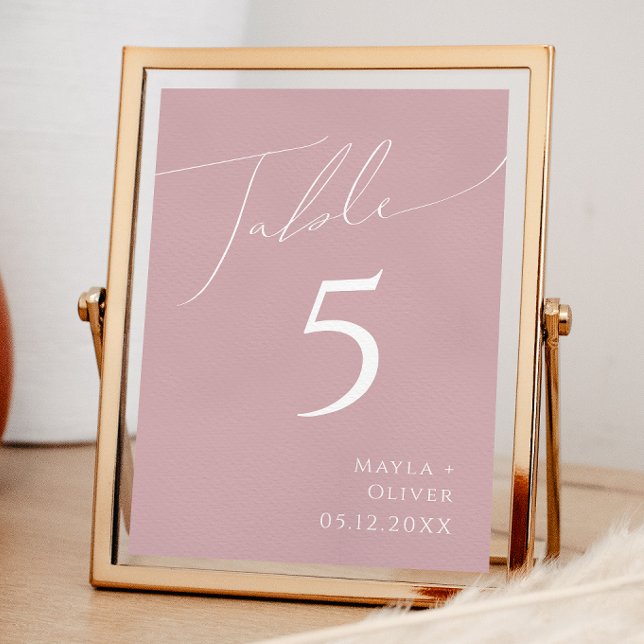 Whimsical Script | Dusty Rose Table Number (Creator Uploaded)