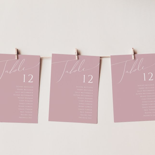 Whimsical Script | Dusty Rose Table Number Chart (Creator Uploaded)