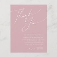 Whimsical Script | Dusty Rose Table Thank You Card