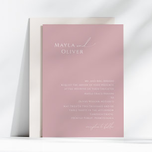 Whimsical Script   Dusty Rose Traditional Wedding Invitation