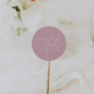Whimsical Script   Dusty Rose Wedding Classic Round Sticker