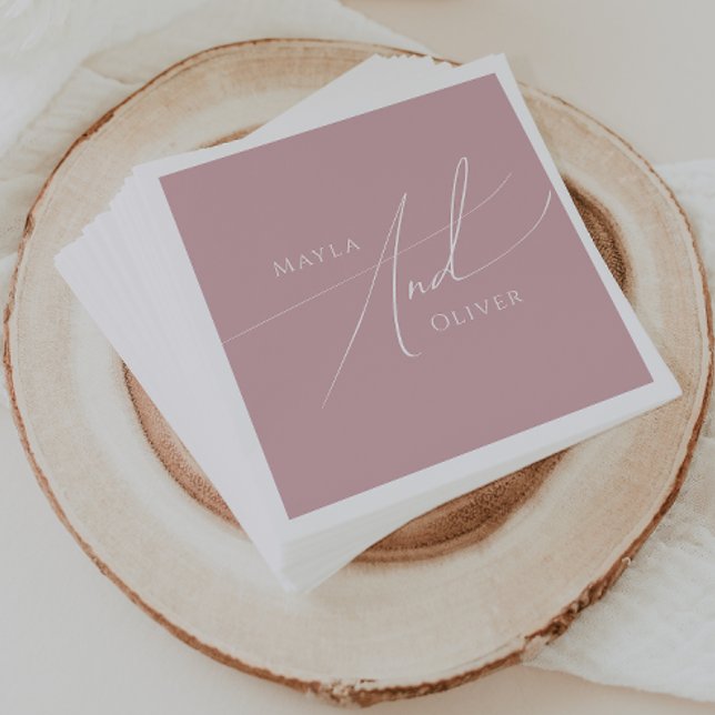 Whimsical Script | Dusty Rose Wedding Napkin (Creator Uploaded)
