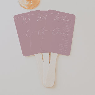 Whimsical Script   Dusty Rose Wedding Program Hand Fan