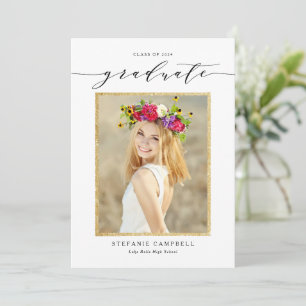 Whimsical Script Glitter Class of 2026 Graduation Announcement