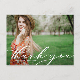 Whimsical Script Graduation Photo Thank You Postcard