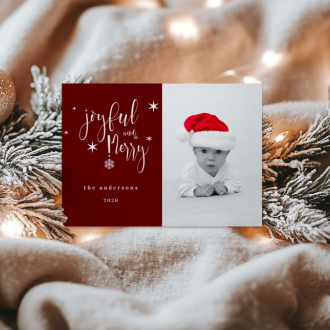 Whimsical Script Joyful And Merry Christmas Card (Creator Uploaded)