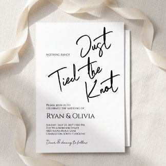 Whimsical Script Nothing Fancy Wedding Invitation