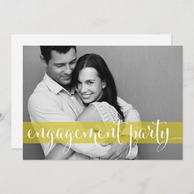 Whimsical Script Photo Engagement Party Invitation (Front/Back)