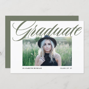 Whimsical Script Photo Graduation Invitation