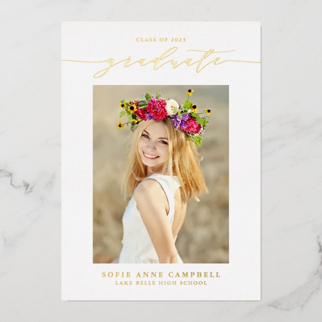 Whimsical Script Photo Graduation Party (Front)
