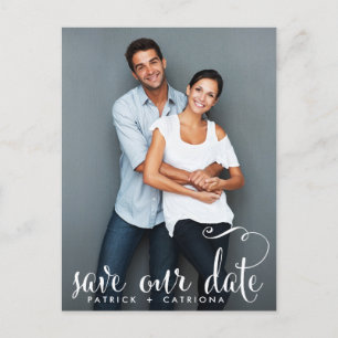 Whimsical Script Photo Save Our Date Postcard II