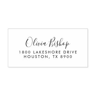Whimsical Script Return Address Rubber Stamp