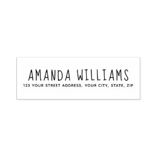 Whimsical script return address self-inking stamp