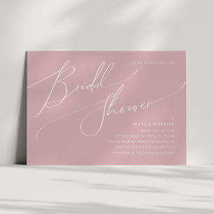 Whimsical Script   Rose Horizontal Bridal Shower Invitation