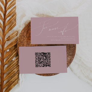 Whimsical Script Rose Wedding QR Code Website Enclosure Card