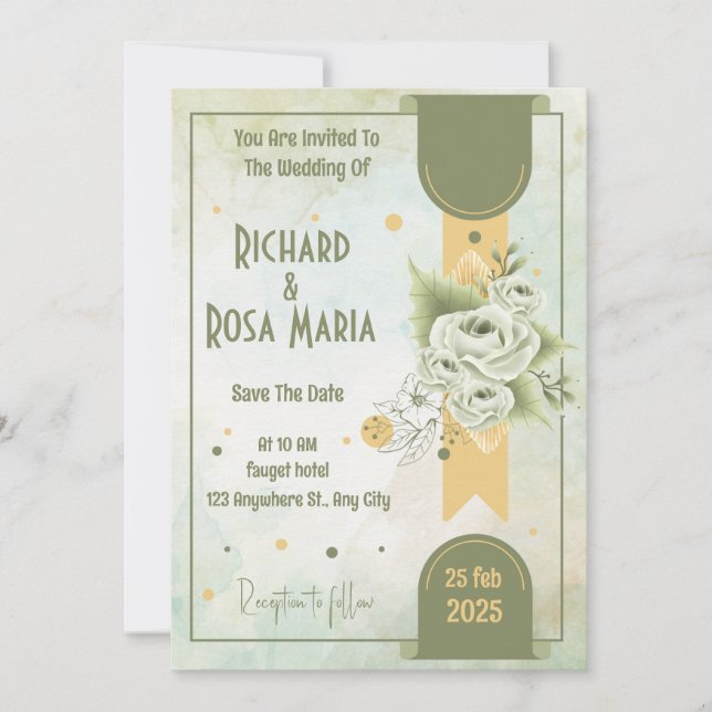 Whimsical Script | Sage Green Casual Wedding  Invitation (Front)