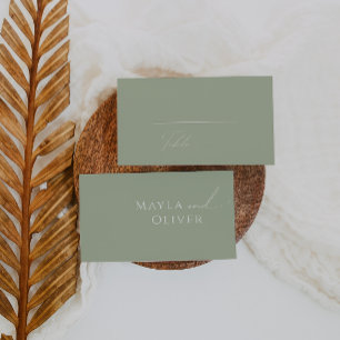 Whimsical Script   Sage Green Flat Wedding Place Card