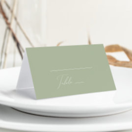 Whimsical Script   Sage Green Folded Place Card