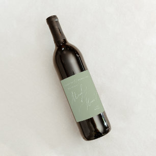Whimsical Script Sage Green Maid Of Honour Proposa Wine Label