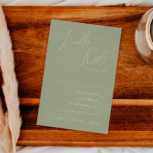 Whimsical Script Sage Green Menu Choice RSVP Card