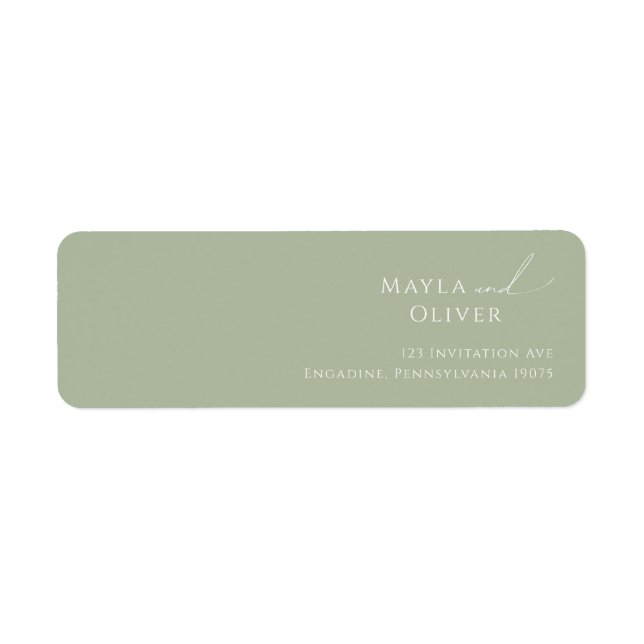 Whimsical Script | Sage Green Return Address Label (Front)