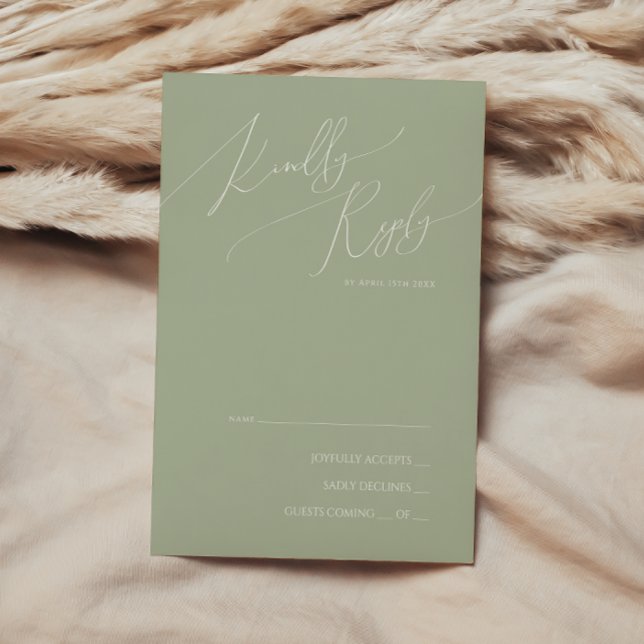 Whimsical Script | Sage Green RSVP Card (Creator Uploaded)