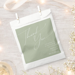 Whimsical Script Sage Green Thank You Favour Bag