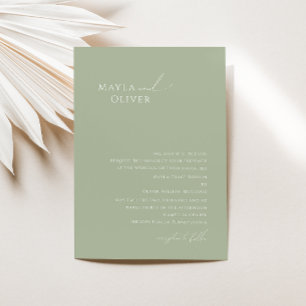 Whimsical Script   Sage Green Traditional Wedding Invitation