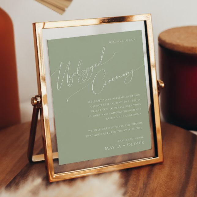 Whimsical Script | Sage Green Unplugged Ceremony Poster (Creator Uploaded)