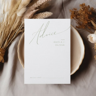 Whimsical Script   Sage Green Wedding Advice Card