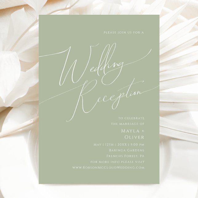 Whimsical Script | Sage Green Wedding Reception Invitation (Creator Uploaded)