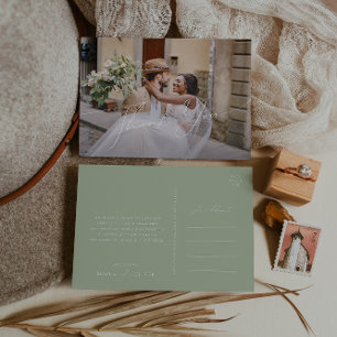 Whimsical Script   Sage Horizontal Photo Thank You Postcard