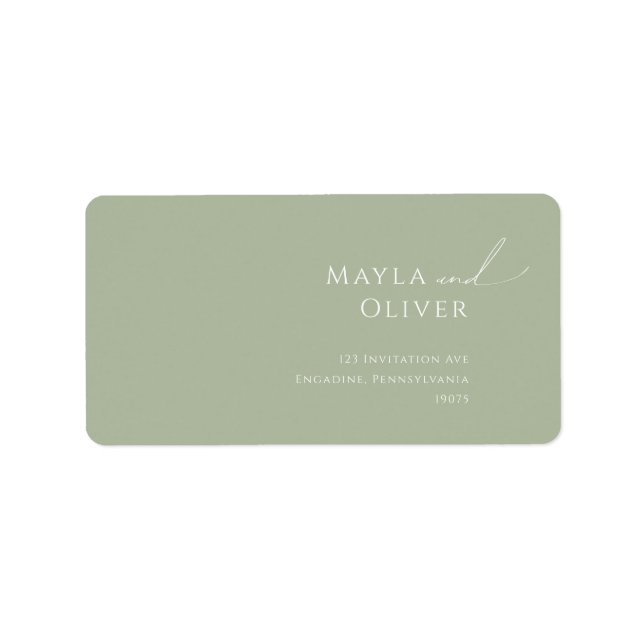 Whimsical Script Sage Wedding RSVP Return Address Label (Front)
